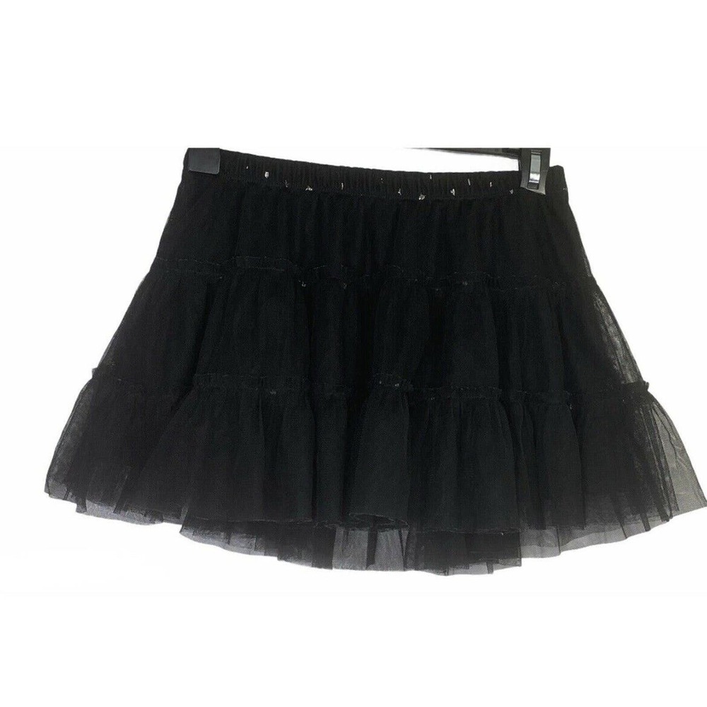 Target Girls Ruffle Black tutu Star Print Elastic Waist Skirt Sz L (10-12)